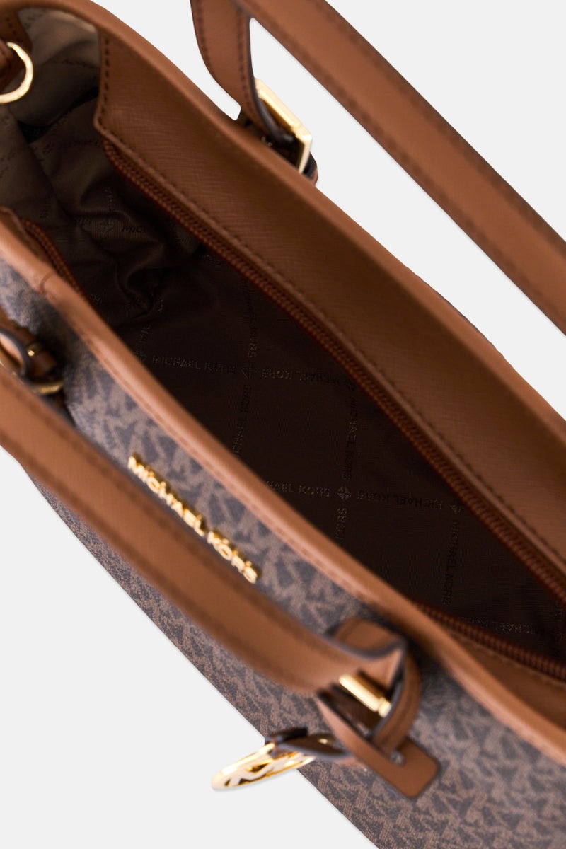 Michael Kors Women Monogram Tote Bag, Brown - Image 3